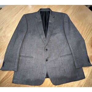 JEAN PAUL GERMAIN Mens Black Gray Wool Tweed Sport Coat Blazer JACKET Size 48L